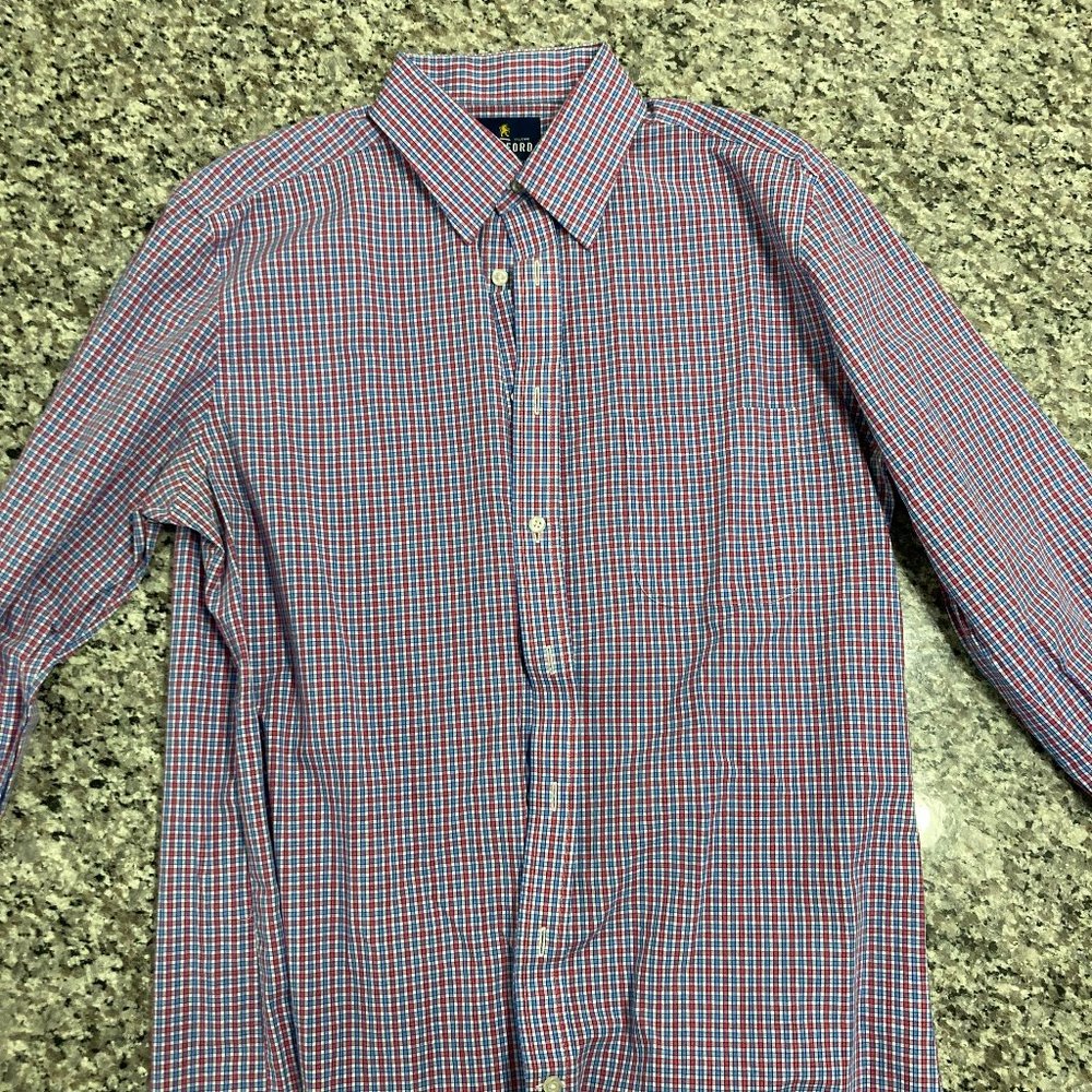 Red/Blue Staffod Checkered Dress Shirt 15.5 34/35